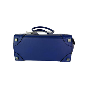 Drummed Leather Mini Luggage Tote Blue