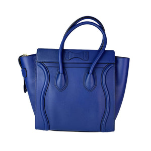 Drummed Leather Mini Luggage Tote Blue