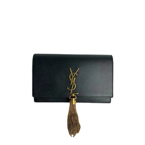 Kate Wallet on Chain Leather Black GHW