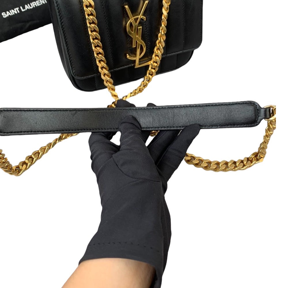 Saint Laurent Medium Vicky Lambskin Black GHW Bag Religion