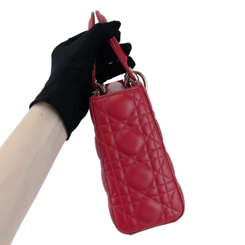 Small Lady Dior Lambskin Red SHW