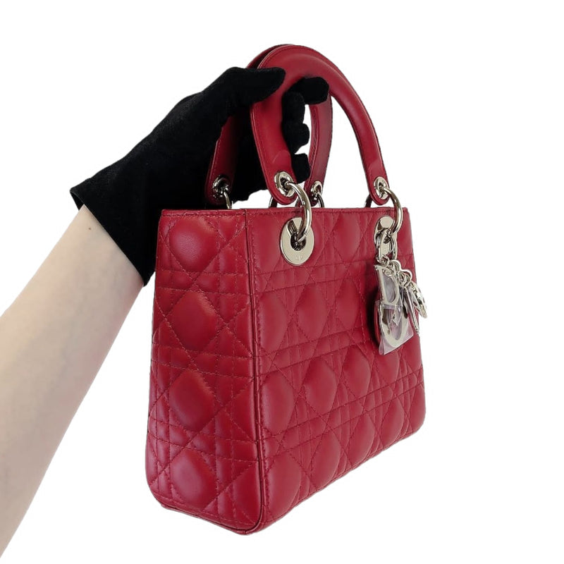 Small Lady Dior Lambskin Red SHW