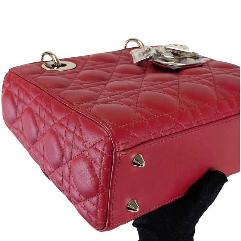 Small Lady Dior Lambskin Red SHW