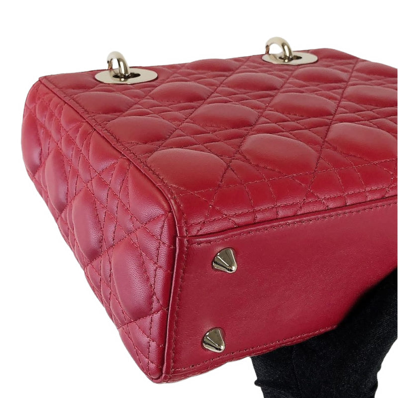 Small Lady Dior Lambskin Red SHW