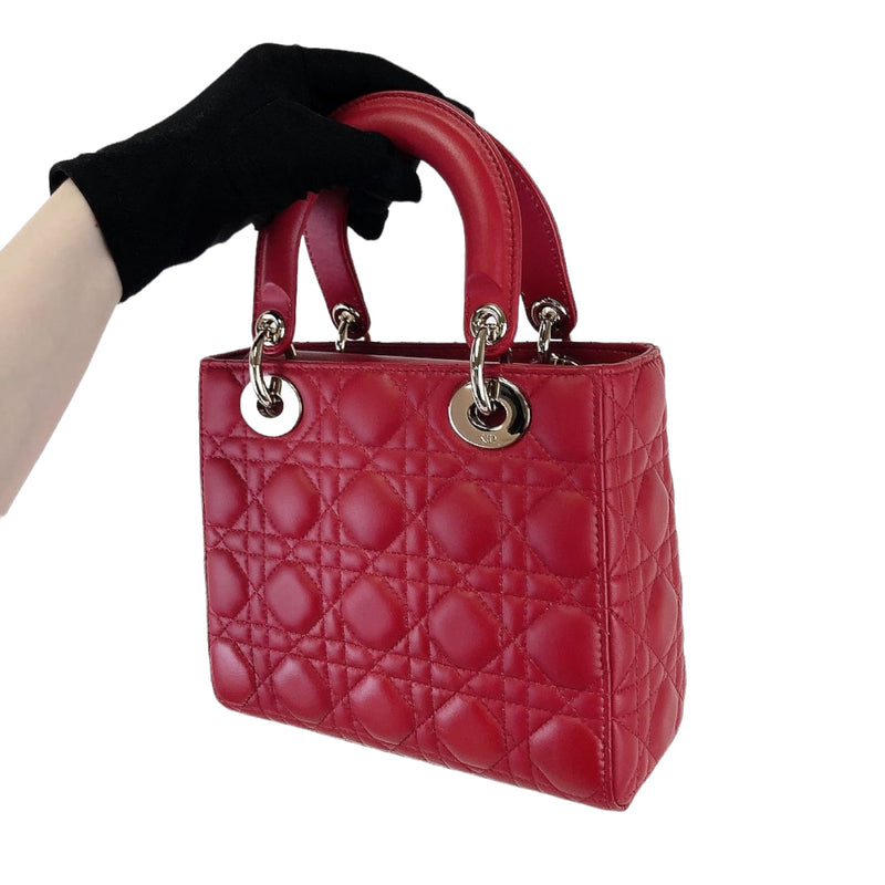 Small Lady Dior Lambskin Red SHW