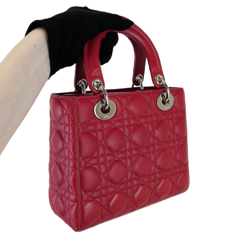 Small Lady Dior Lambskin Red SHW