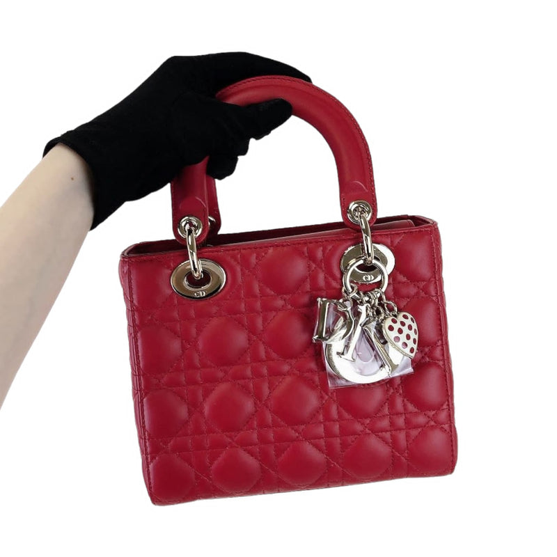 Small Lady Dior Lambskin Red SHW