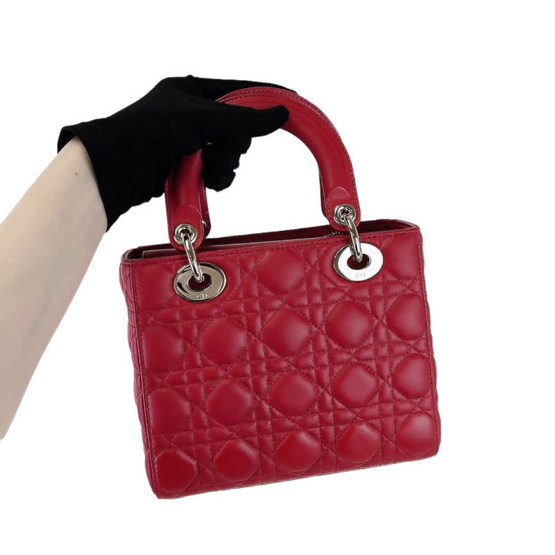 Small Lady Dior Lambskin Red SHW