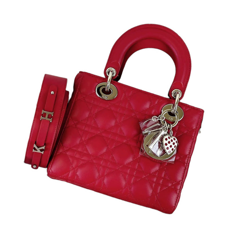 Small Lady Dior Lambskin Red SHW