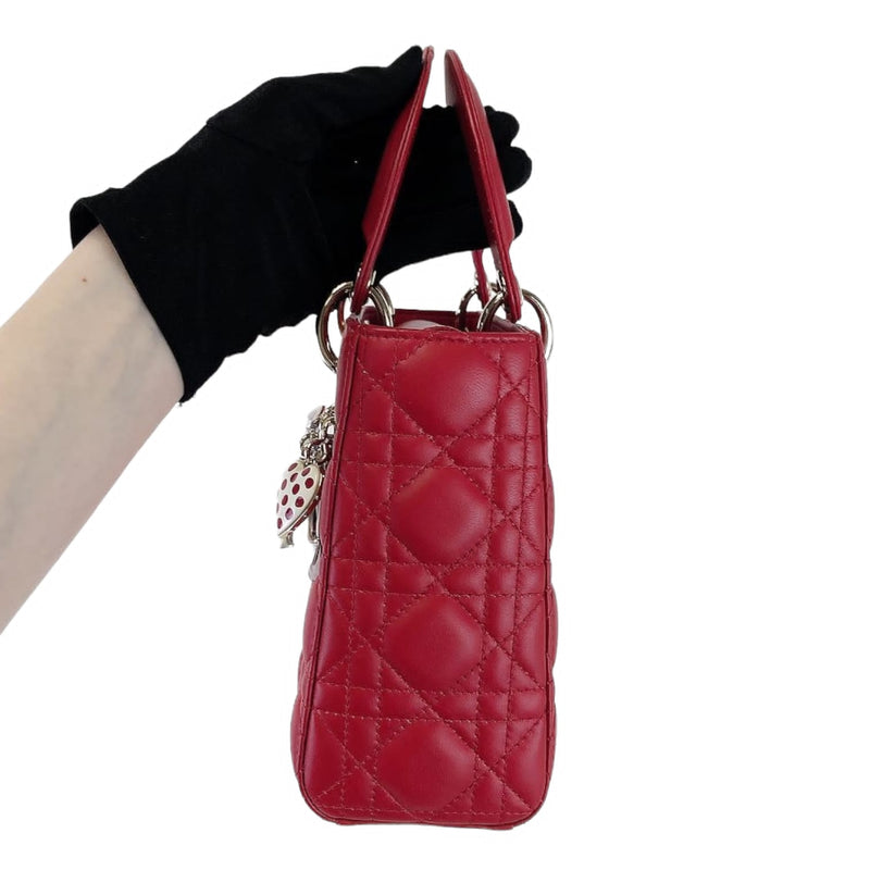 Small Lady Dior Lambskin Red SHW