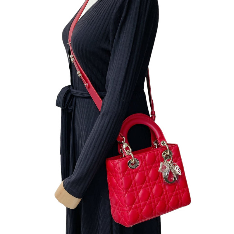 Small Lady Dior Lambskin Red SHW