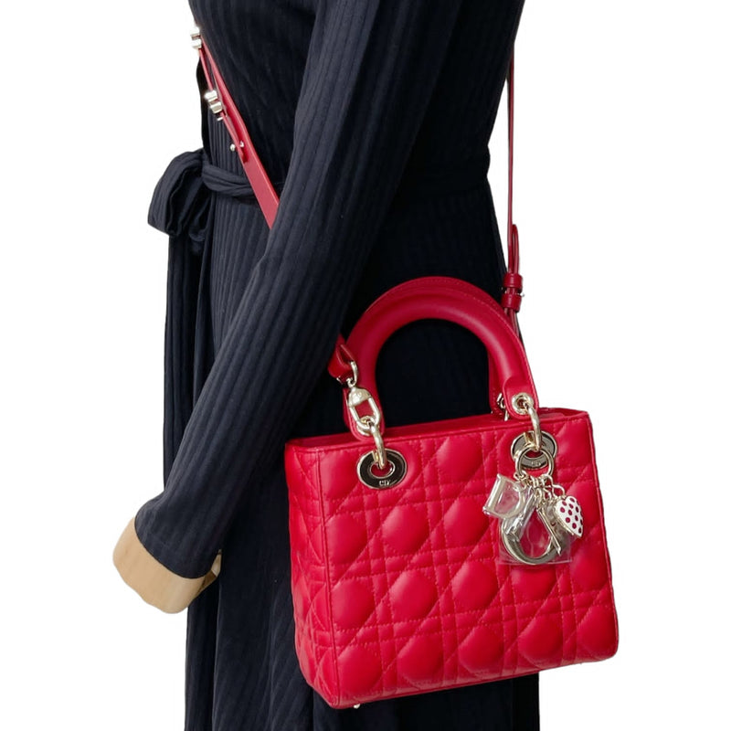 Small Lady Dior Lambskin Red SHW