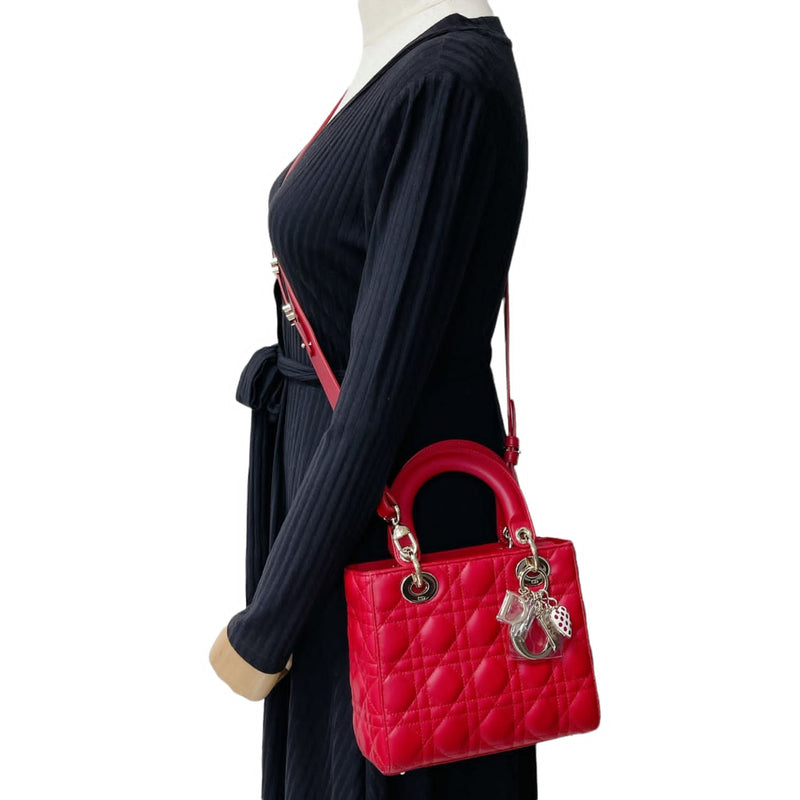 Small Lady Dior Lambskin Red SHW