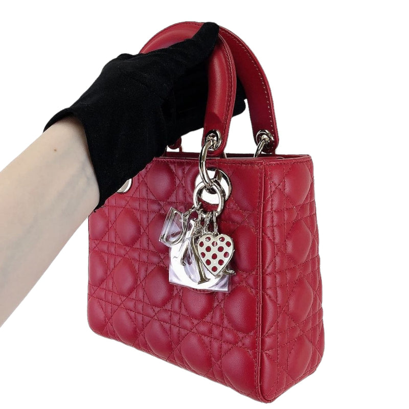 Small Lady Dior Lambskin Red SHW