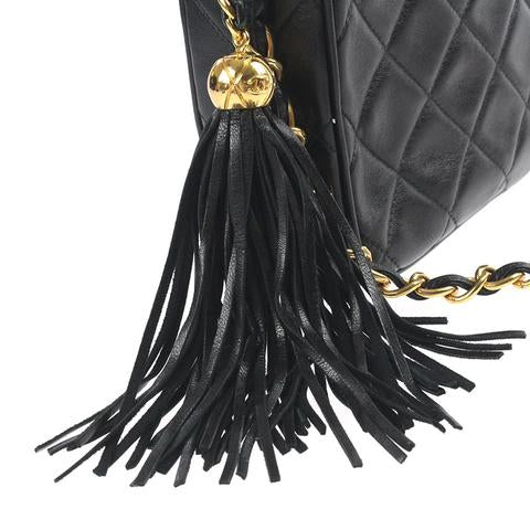 CC Classic Tassle Lambskin Camera Bag Black GHW