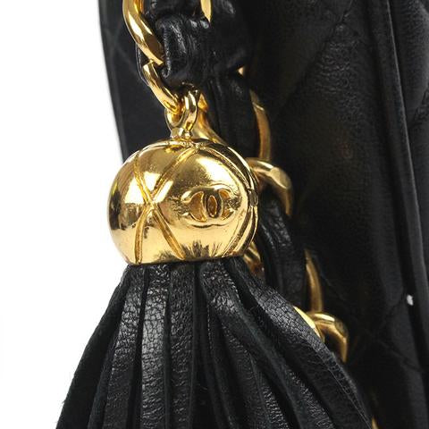CC Classic Tassle Lambskin Camera Bag Black GHW