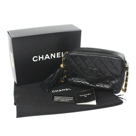 CC Classic Tassle Lambskin Camera Bag Black GHW