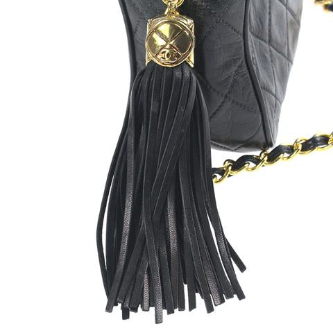 CC Vintage Tassel Lambskin Leather Camera Bag Black GHW