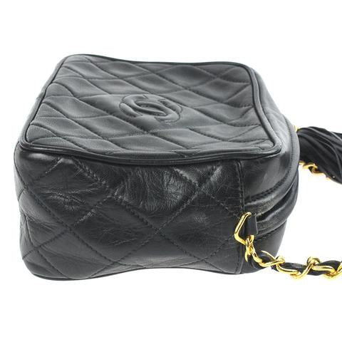 CC Vintage Tassel Lambskin Leather Camera Bag Black GHW