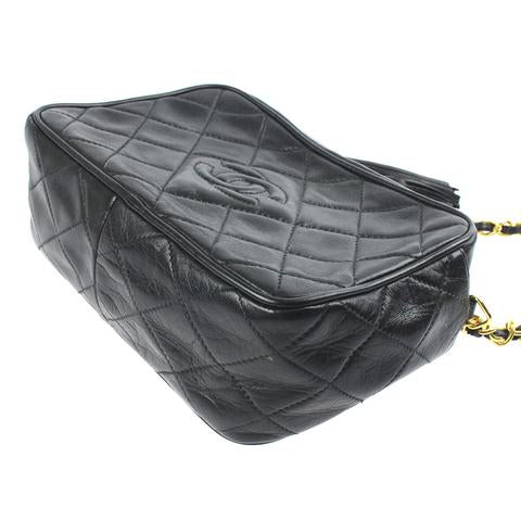 CC Vintage Tassel Lambskin Leather Camera Bag Black GHW