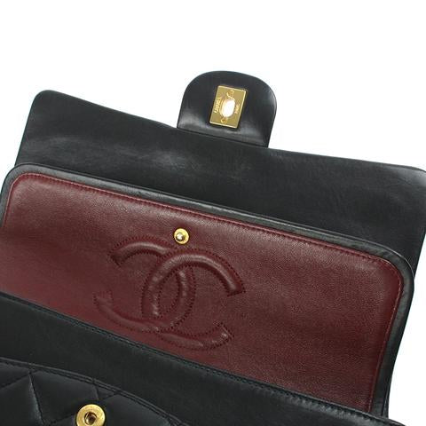 Vintage Classic Lambskin Double Flap Medium Black GHW