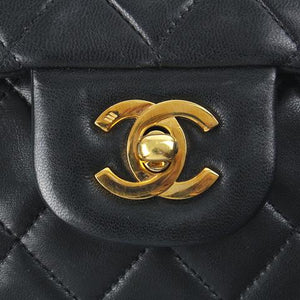Vintage Classic Lambskin Double Flap Medium Black GHW