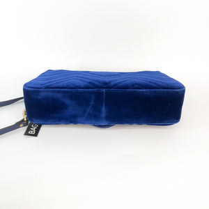 Marmont Matelasse Medium Shoulder Bag in Blue Velvet