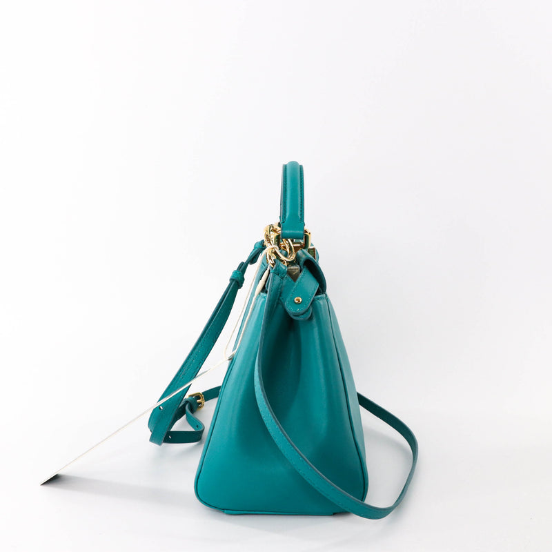 Vegetable Tanned Genuine Leather Bag in Turquoise Color