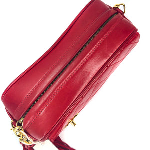 Red Vintage Lambskin Leather Camera Bag