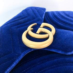 Marmont Matelasse Medium Shoulder Bag in Blue Velvet