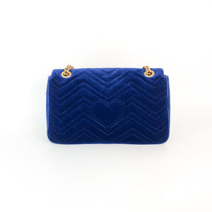 Marmont Matelasse Medium Shoulder Bag in Blue Velvet