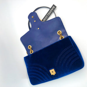 Marmont Matelasse Medium Shoulder Bag in Blue Velvet