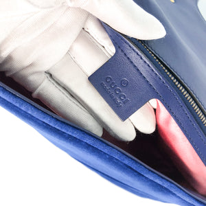 Marmont Matelasse Medium Shoulder Bag in Blue Velvet