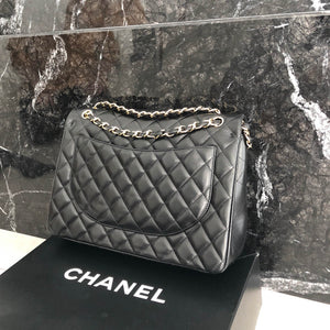 Double Flap Maxi in Black Lambskin with GHW