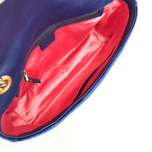 Marmont Matelasse Medium Shoulder Bag in Blue Velvet