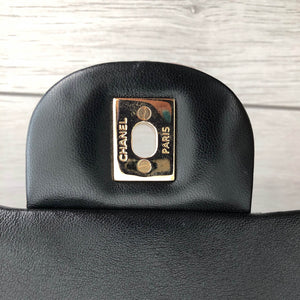 Double Flap Maxi in Black Lambskin with GHW