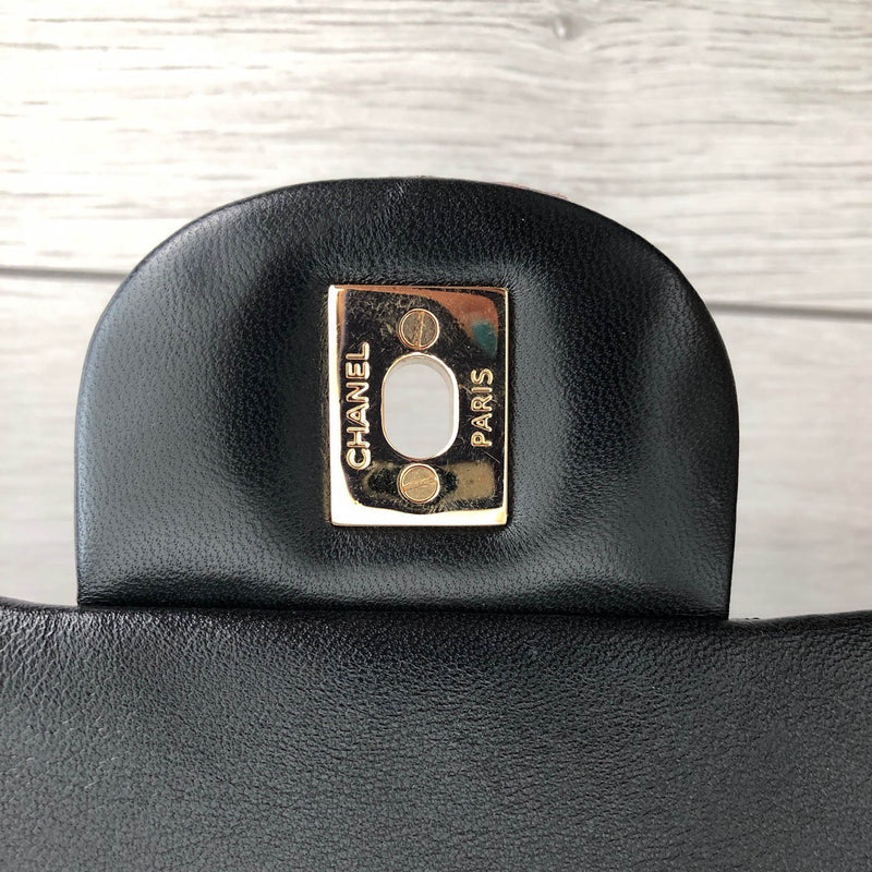 Double Flap Maxi in Black Lambskin with GHW