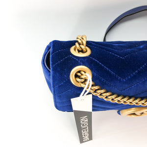 Marmont Matelasse Medium Shoulder Bag in Blue Velvet