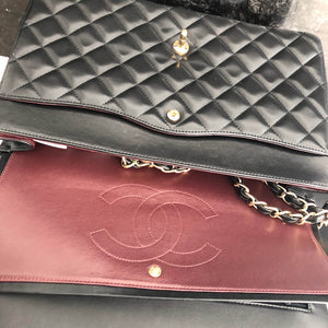 Double Flap Maxi in Black Lambskin with GHW