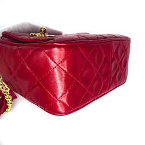 Red Vintage Lambskin Leather Camera Bag