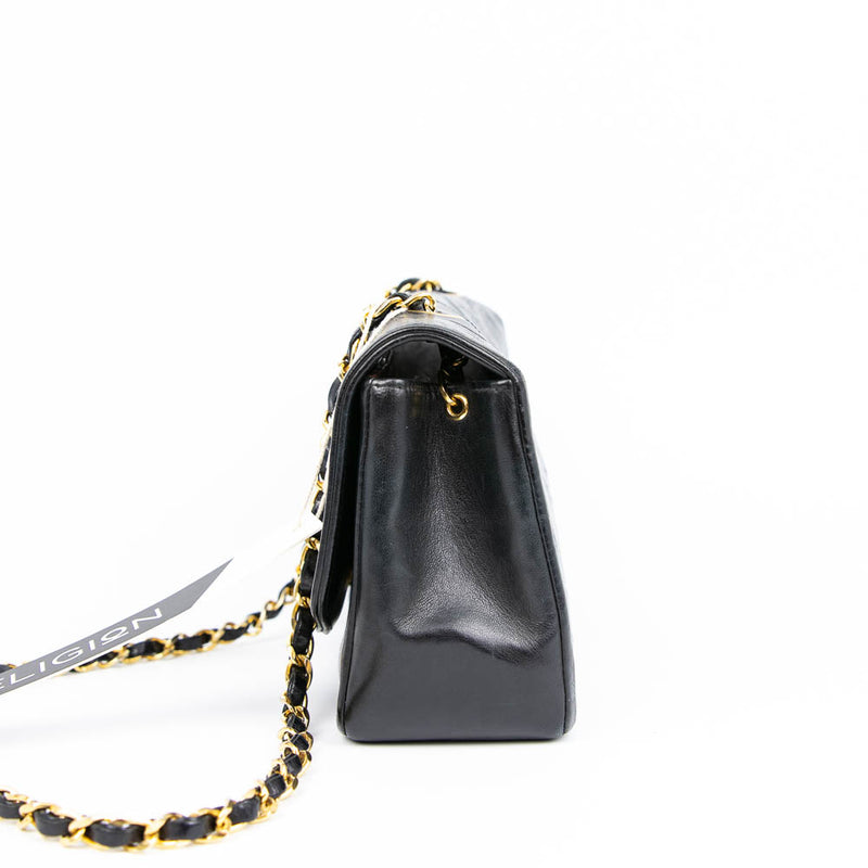 Small Classic Diana flap Black Lambskin GHW