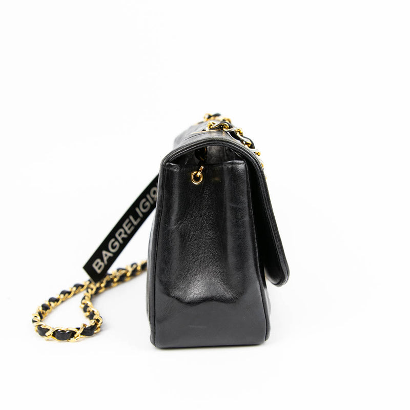 Small Classic Diana flap Black Lambskin GHW