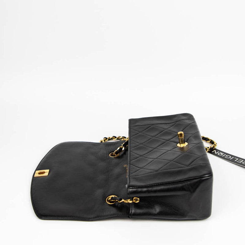 Small Classic Diana flap Black Lambskin GHW