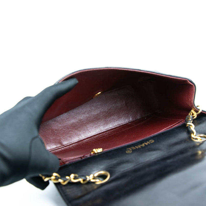 Small Classic Diana flap Black Lambskin GHW