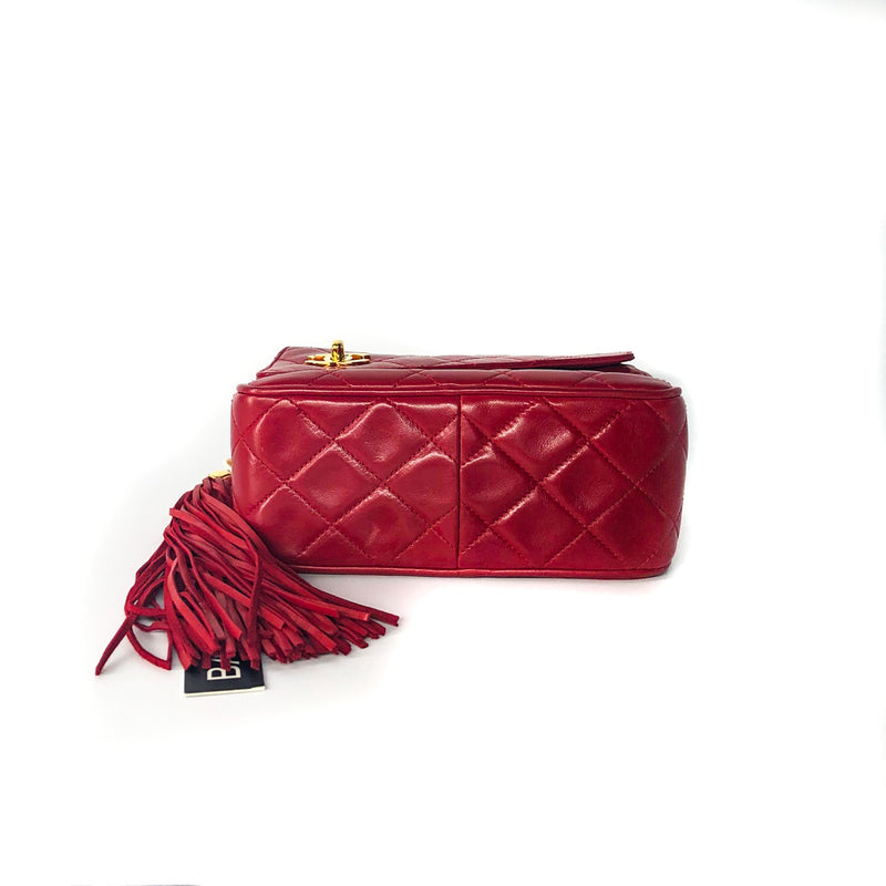 Red Vintage Lambskin Leather Camera Bag
