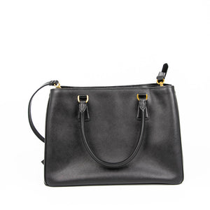 Saffiano Black Single-Zip Galleria Medium Tote with GHW