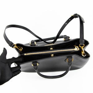 Saffiano Black Single-Zip Galleria Medium Tote with GHW
