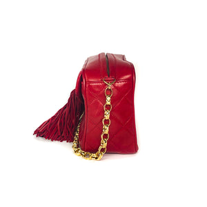 Red Vintage Lambskin Leather Camera Bag