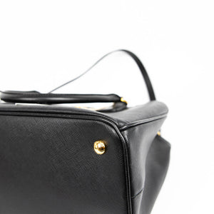 Saffiano Black Single-Zip Galleria Medium Tote with GHW