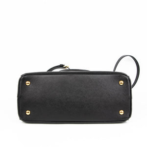 Saffiano Black Single-Zip Galleria Medium Tote with GHW